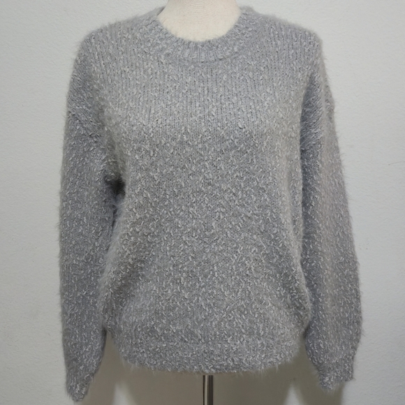PHILOSOPHY Cozy Sweater Fuzzy Textured Gray Size Medium - Picture 2 of 16
